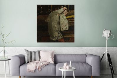 Glasbilder - 90x90 cm - Mädchen im weißen Kimono - Gemälde von George Hendrik Breitne