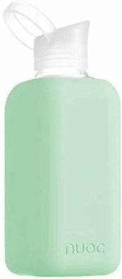 NUOC Glas-Wasserflasche | 800 ml | Minzgrün | Wiederverwendbare Wasserflasche |