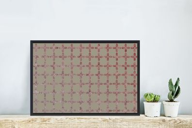 Poster - 60x40 cm - Muster - Rosa - Grau - Luxus (Gr. 60x40 cm)