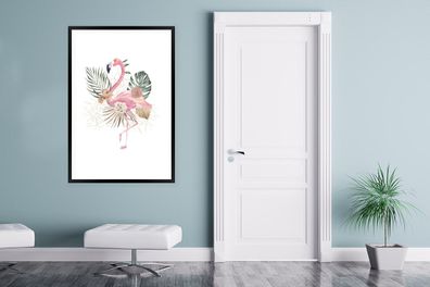 Poster - 80x120 cm - Pflanzen - Flamingo - Blumen (Gr. 80x120 cm)