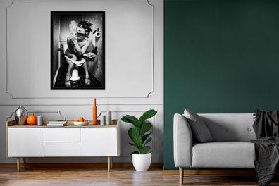 Poster - 80x120 cm - Frau - Rauchen - Lockenwickler (Gr. 80x120 cm)