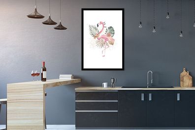 Poster - 60x90 cm - Pflanzen - Flamingo - Blumen (Gr. 60x90 cm)