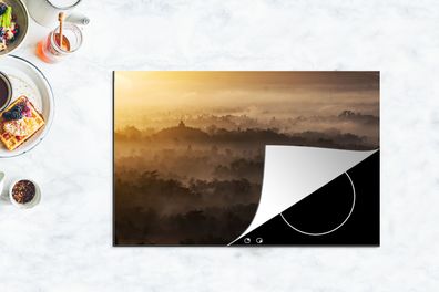 Herdabdeckplatte - 80x52 cm - Nebel über Java