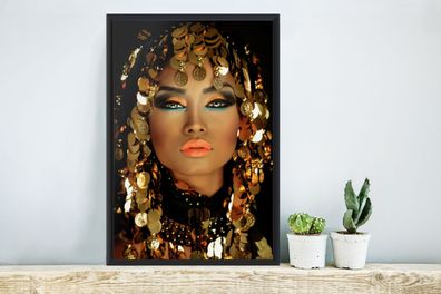 Poster - 40x60 cm - Frau - Kleopatra - Gold (Gr. 40x60 cm)