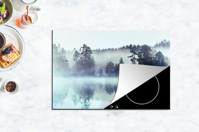 Herdabdeckplatte - 78x52 cm - Wald - Nebel - Winter