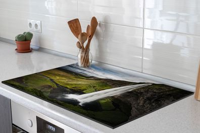 Herdabdeckplatte - 78x52 cm - Wasserfall - Berg - Dschungel