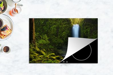 Herdabdeckplatte - 80x52 cm - Dschungel - Wasserfall - Natur