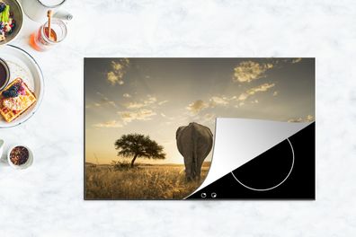 Herdabdeckplatte - 90x52 cm - Savanne für Elefanten und Kälber