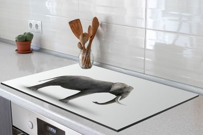 Herdabdeckplatte - 80x52 cm - Elefant auf weißem Hintergrund
