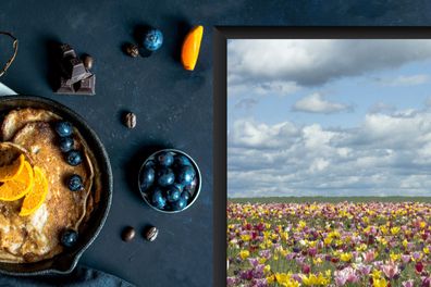 Herdabdeckplatte - 78x52 cm - Tulpen - Farben - Wolken