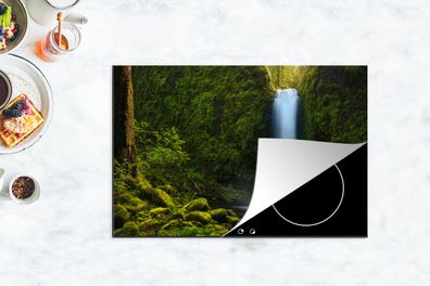 Herdabdeckplatte - 78x52 cm - Dschungel - Wasserfall - Natur