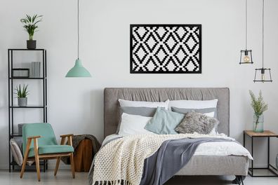 Poster - 90x60 cm - Muster - Schwarz - Weiß - Luxus (Gr. 90x60 cm)
