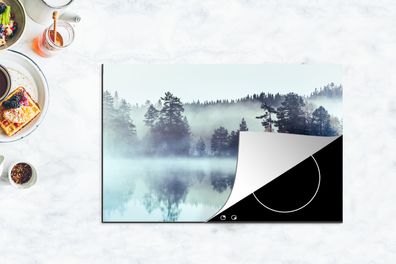 Herdabdeckplatte - 80x52 cm - Wald - Nebel - Winter