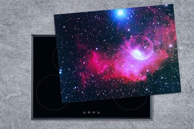 Herdabdeckplatte - 70x52 cm - Universum - Planeten - Rosa