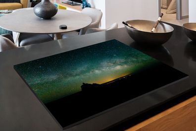 Herdabdeckplatte - 78x52 cm - Universum - Sternenhimmel - Grün