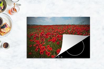 Herdabdeckplatte - 80x52 cm - Eine Wiese voller Mohnblumen