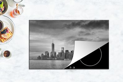 Herdabdeckplatte - 85x52 cm - Manhattan New York in schwarz und weiß