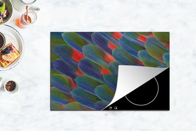 Herdabdeckplatte - 80x52 cm - Detail von Federn Papagei