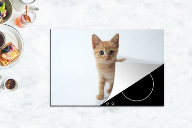 Herdabdeckplatte - 78x52 cm - Katze - Rot - Kätzchen