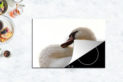 Herdabdeckplatte - 78x52 cm - Schwan - Vogel - Weiß