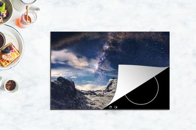Herdabdeckplatte - 80x52 cm - Berge - Sterne - Universum