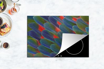 Herdabdeckplatte - 78x52 cm - Detail von Federn Papagei