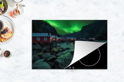 Herdabdeckplatte - 80x52 cm - Nordlichter - Norwegen - Nacht