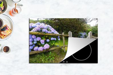 Herdabdeckplatte - 80x52 cm - Cottage-Garten mit Hortensien