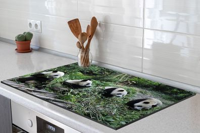 Herdabdeckplatte - 80x52 cm - Panda - Natur - Bambus