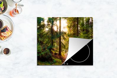 Herdabdeckplatte - 75x52 cm - Wald - Weg - Baum