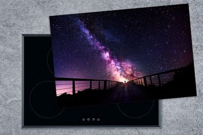 Herdabdeckplatte - 78x52 cm - Universum - Galaxie - Lila