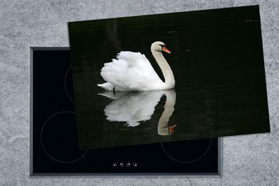 Herdabdeckplatte - 78x52 cm - Schwan - Wasser - Schwarz