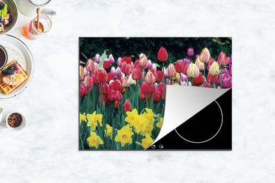 Herdabdeckplatte - 70x52 cm - Frühling - Tulpen - Narzissen