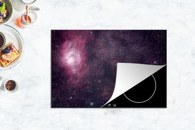 Herdabdeckplatte - 78x52 cm - Universum - Sterne - Rosa
