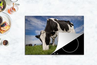 Herdabdeckplatte - 80x52 cm - Kuh - Schwarz - Weiß - Lebensmittel