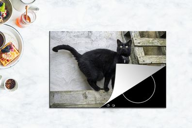 Herdabdeckplatte - 80x52 cm - Katze - Schwarz - Palette