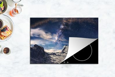 Herdabdeckplatte - 78x52 cm - Berge - Sterne - Universum