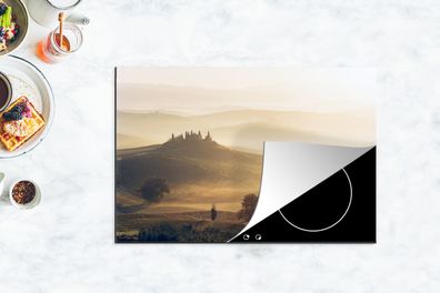 Herdabdeckplatte - 78x52 cm - Toskana - Nebel - Sonne