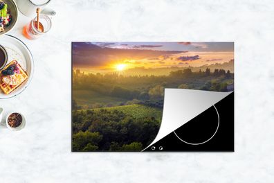 Herdabdeckplatte - 78x52 cm - Toskana - Landschaft - Sonne