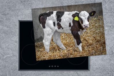 Herdabdeckplatte - 70x52 cm - Kuh - Stroh - Kalb - Tiere
