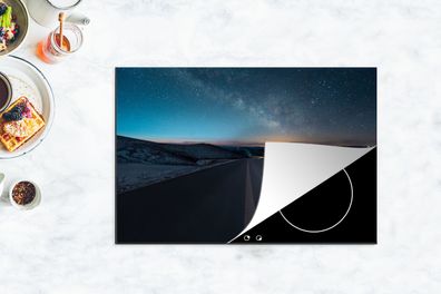 Herdabdeckplatte - 78x52 cm - Die Straße zu den verschneiten Bergen bei Nacht