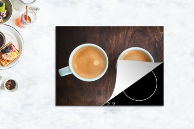 Herdabdeckplatte - 70x52 cm - Eine Luftaufnahme von zwei Tassen Kaffee