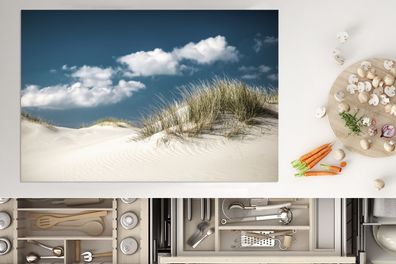 Herdabdeckplatte - 78x52 cm - Gräser wachsen auf den weißen Sanddünen