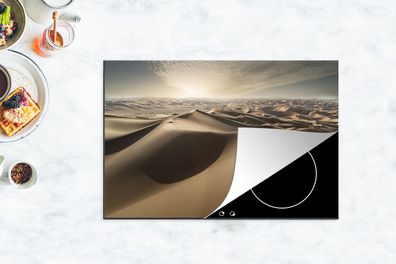 Herdabdeckplatte - 78x52 cm - Die Sonne scheint auf eine Wüste voller Sanddünen