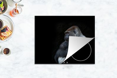 Herdabdeckplatte - 65x52 cm - Ein muskulöser Gorilla auf schwarzem Hintergrund