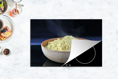 Herdabdeckplatte - 80x52 cm - Ein Quinoa-Gericht in einer rustikalen Holzschale
