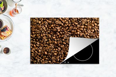Herdabdeckplatte - 78x52 cm - Hellbraune Kaffeebohnen in einem Stapel