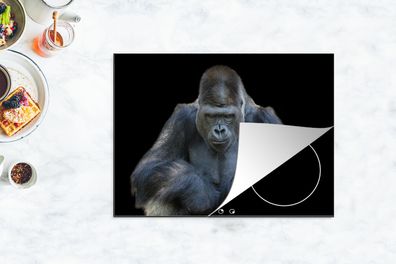 Herdabdeckplatte - 70x52 cm - Ein Gorilla schaut eindrucksvoll in die Kamera