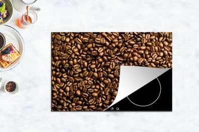 Herdabdeckplatte - 80x52 cm - Hellbraune Kaffeebohnen in einem Stapel
