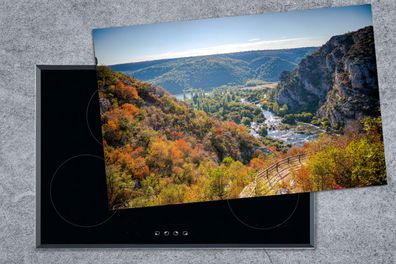 Herdabdeckplatte - 80x52 cm - Herbstlich gefärbte Wälder im Nationalpark Krka